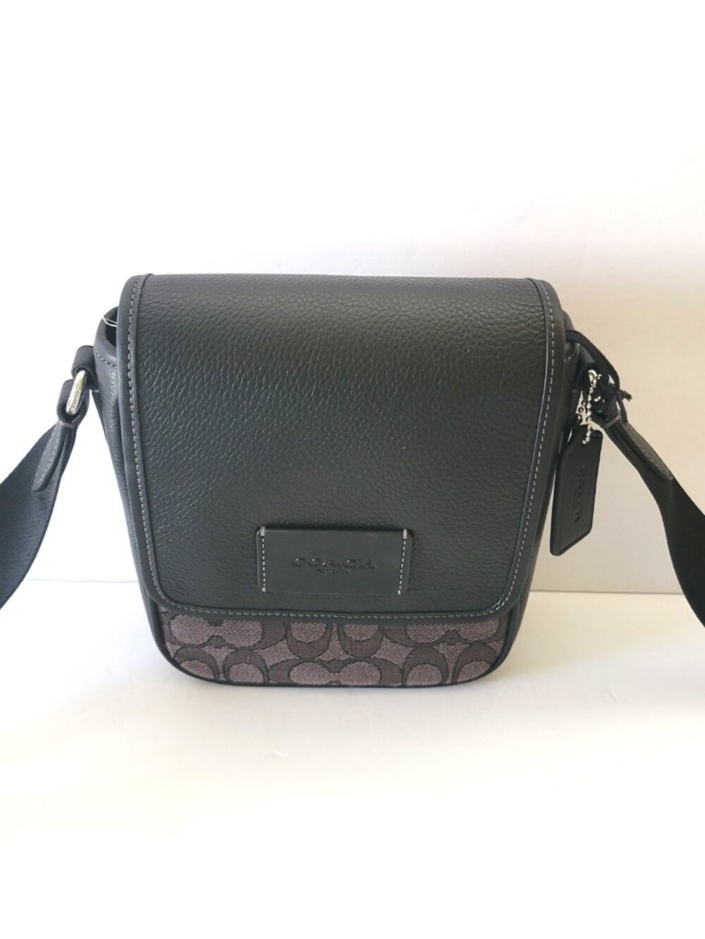 Coach CAT13 Lucas Crossbody Charcoal Signature Jacquard Black Messenger Bag - Picture 2 of 7